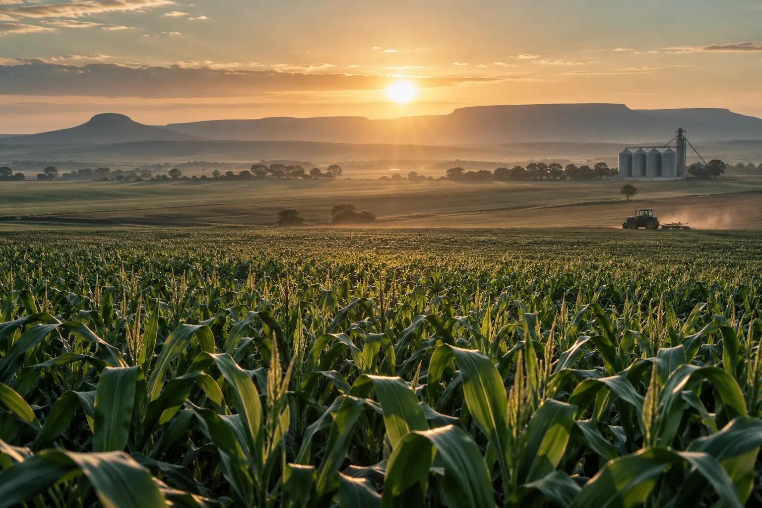 Illustrative maize field in a rural landscape