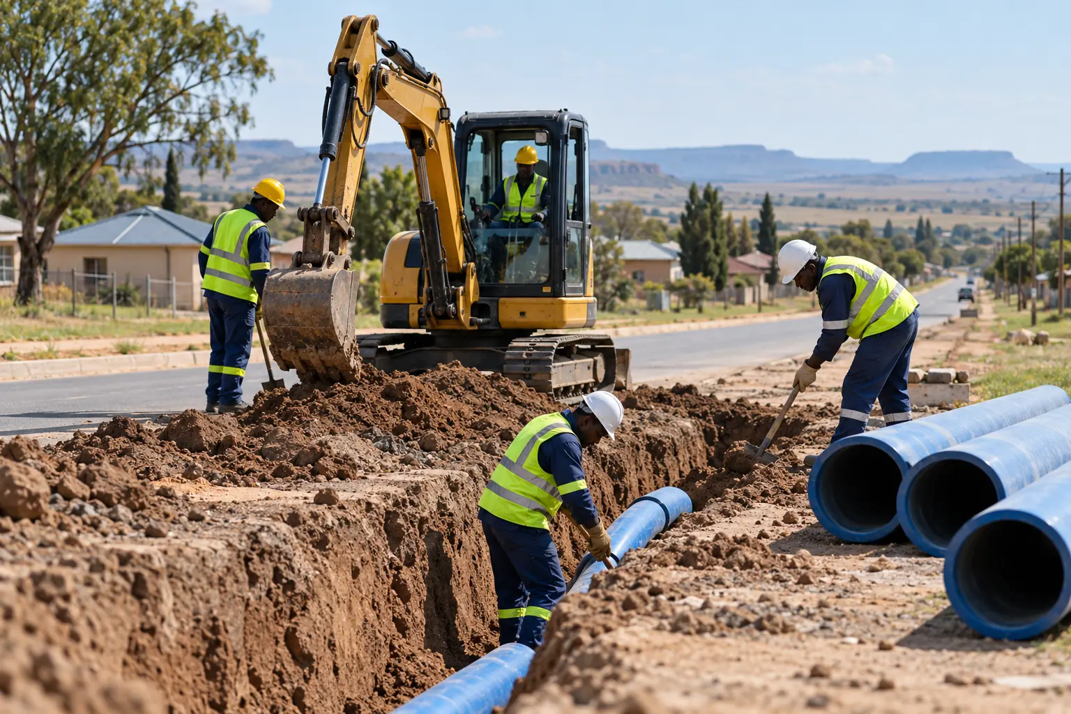 Illustrative water infrastructure works at a construction site